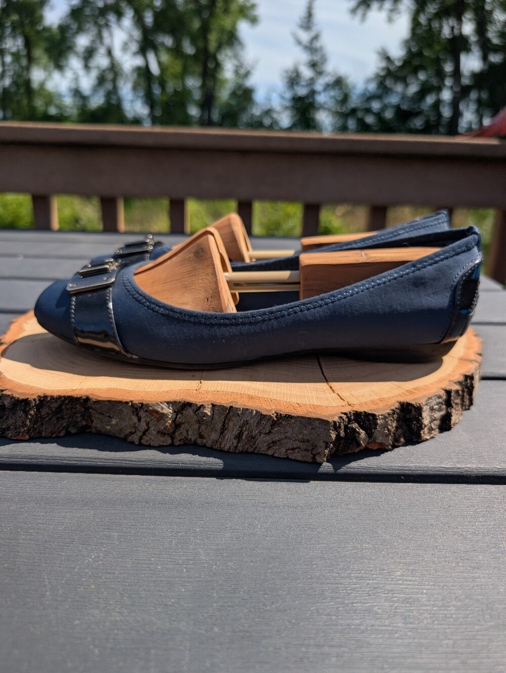Anne Klein Sport AK Sport Navy with Black Buckle Flats Womens 9.5 - Picture 6 of 12
